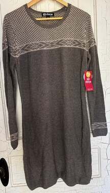 NWT Sherpa Adventure Gear Maya Texture Sweater Dress Womens Grey Wool Blend L